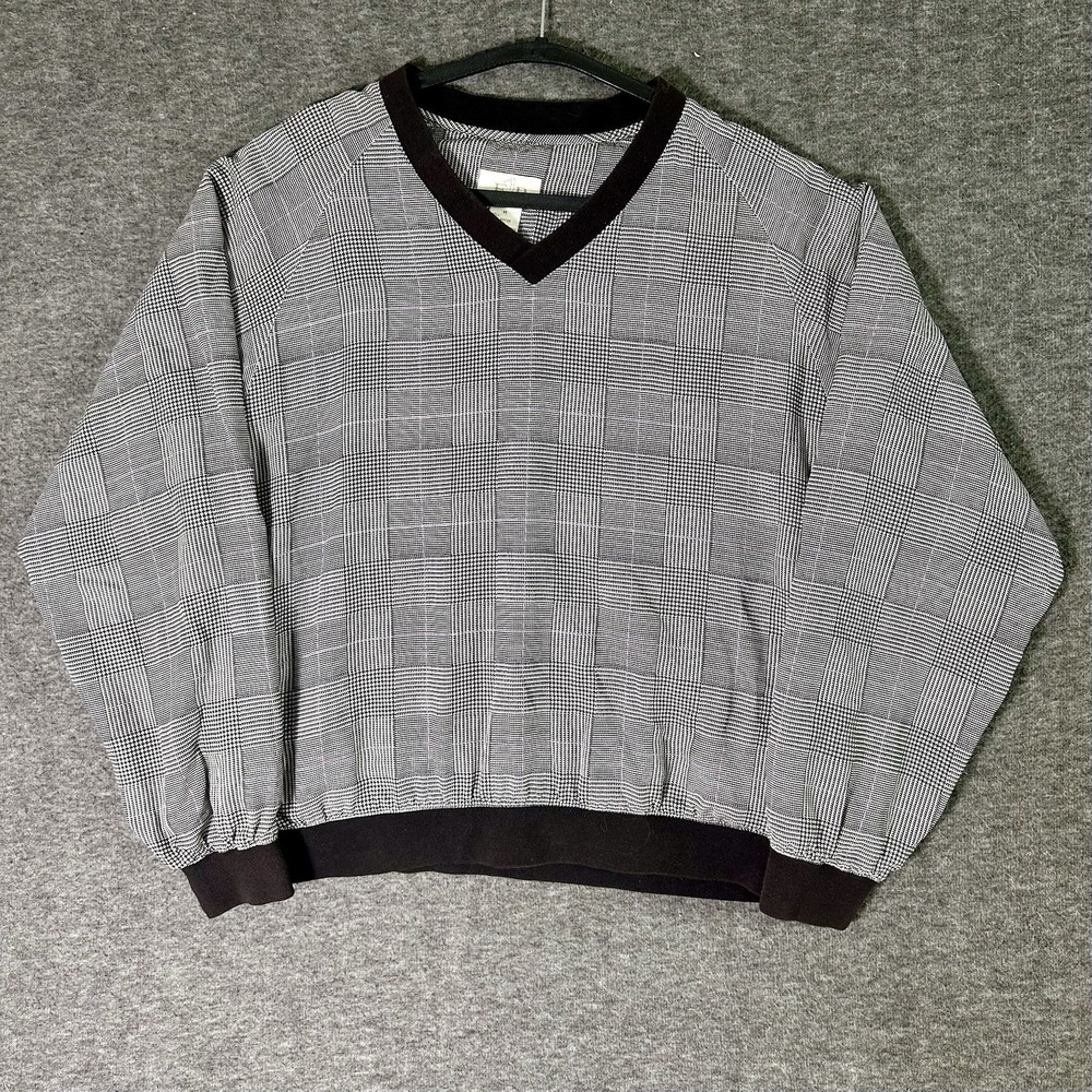 EP‎ Pro Womens Golf Pullover Size Medium Gray Plaid V Neck Sweatshirt Casual